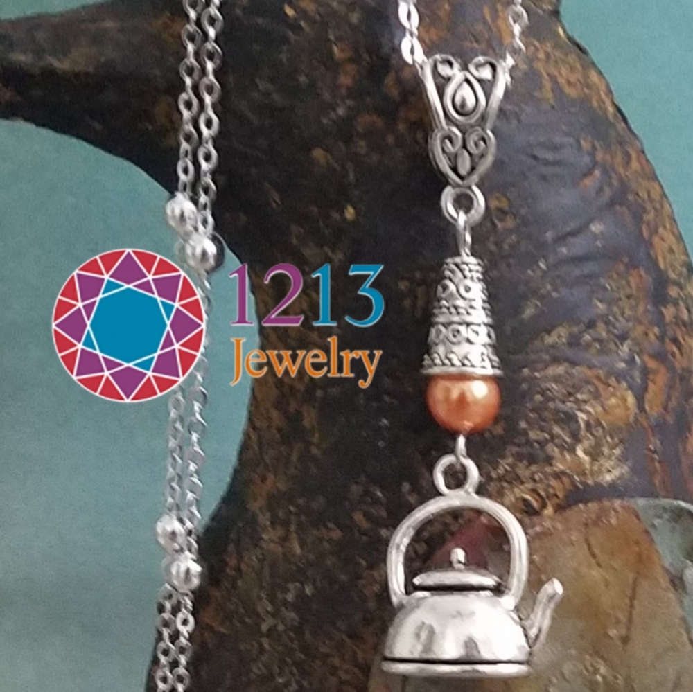 Handcreated Teapot Necklace on Sterling Silver Chain